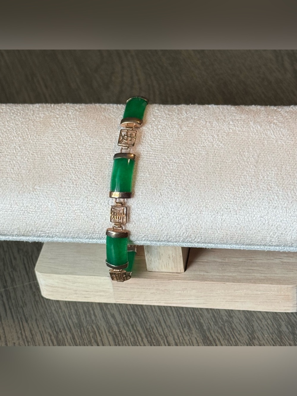 18K Gold Plated Jade Link Bracelet